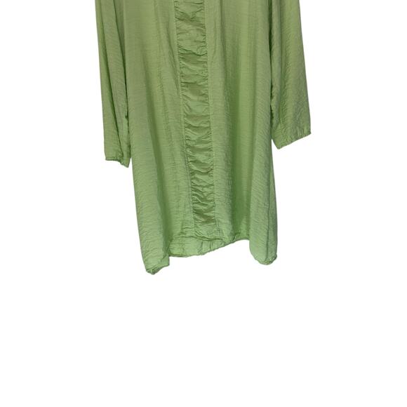 Cut Loose Blouse Green 3/4 Sleeve Ruched Lightweight Lagenlook Shirt Small - Picture 3 of 12
